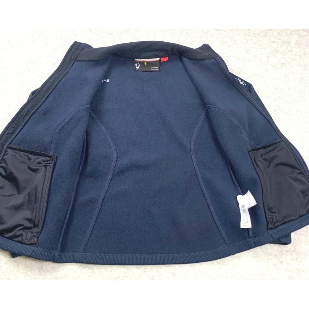 Spyder Full Zip Fleece Jacket Womens Medium Navy Blue Waffle Knit 162008